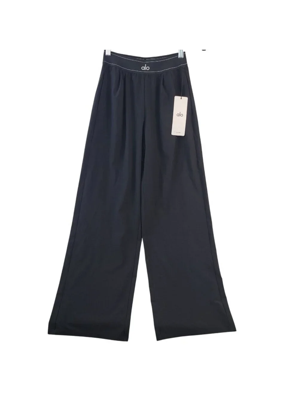 NEW Alo Yoga Suit Up Trouser Regular Fit Black XS Wide-Leg Pants With Tags